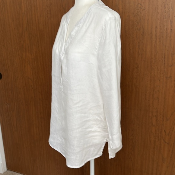 Jones New York White Linen Vneck Tunic Top M - Picture 2 of 13